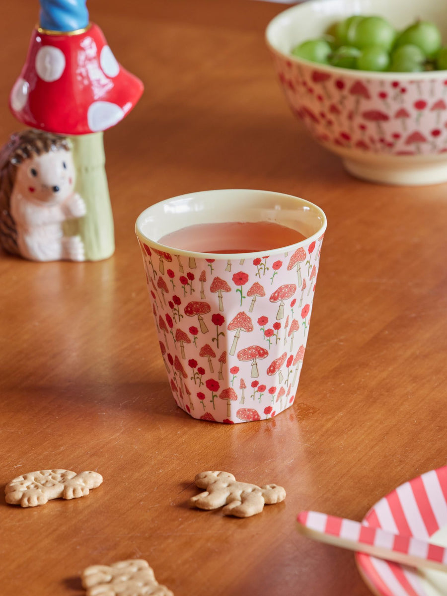 Red Mushroom Print Medium Melamine Cup