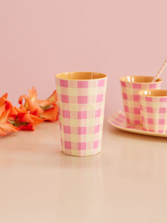 Tall Melamine Cup - Pink - Check it out Print