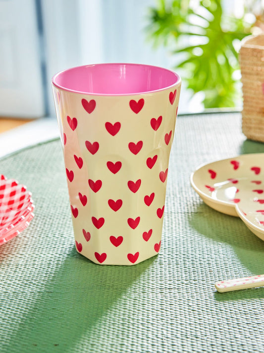 Tall Melamine Cup - Darling Hearts Print