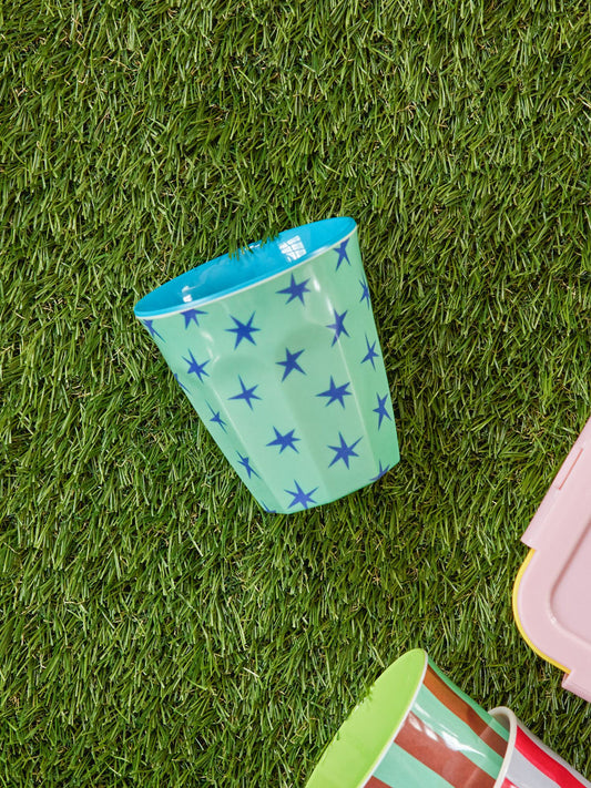 Medium Melamine Green & Blue Star Cup