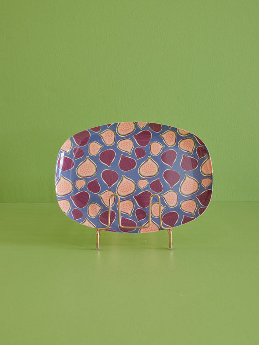 Rectangular Melamine Plate, Tray - Figs in Love Print