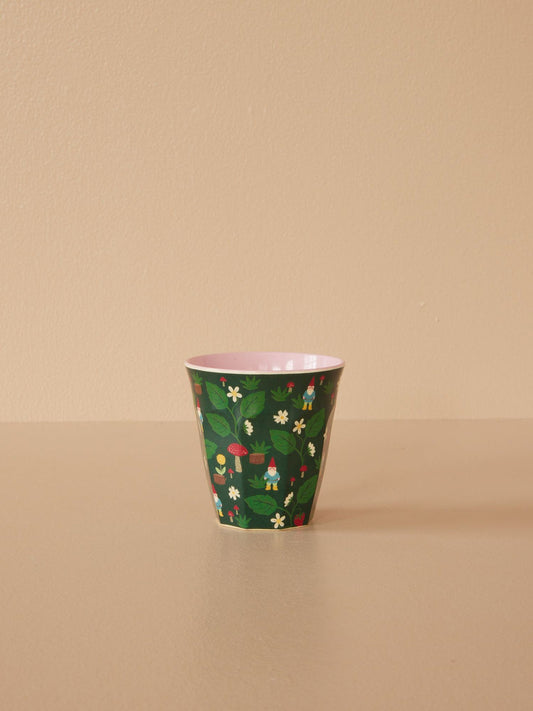 Medium Melamine Cup - Green - Forest Gnome Print