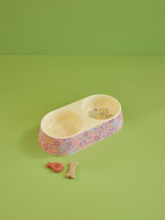 Melamine Pet Bowl For Food and Water - Flower