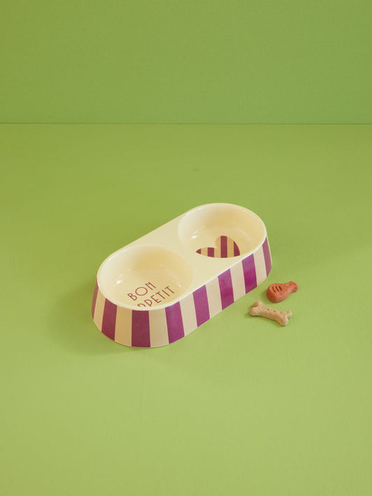 Melamine Pet Bowl for Food and Water - striped heart