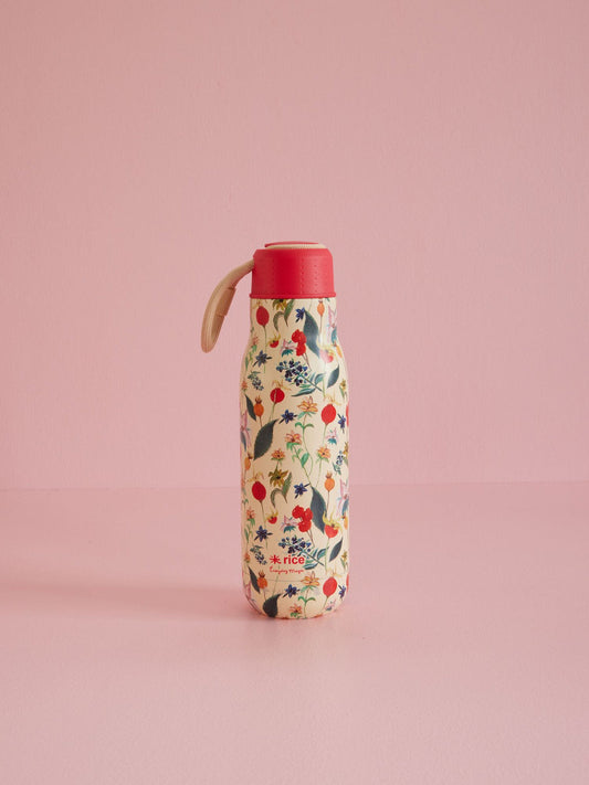 Stainless Steel Water Bottle - Winter Rosebuds Print