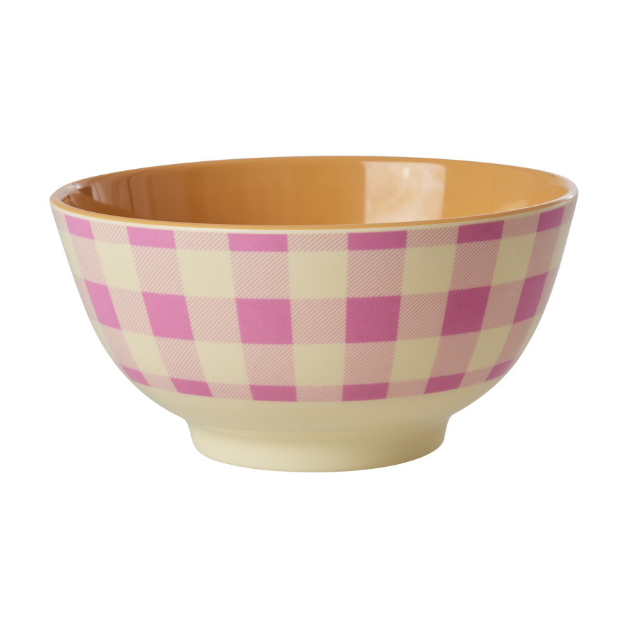 Melamine Bowl - Pink - Check it out Print