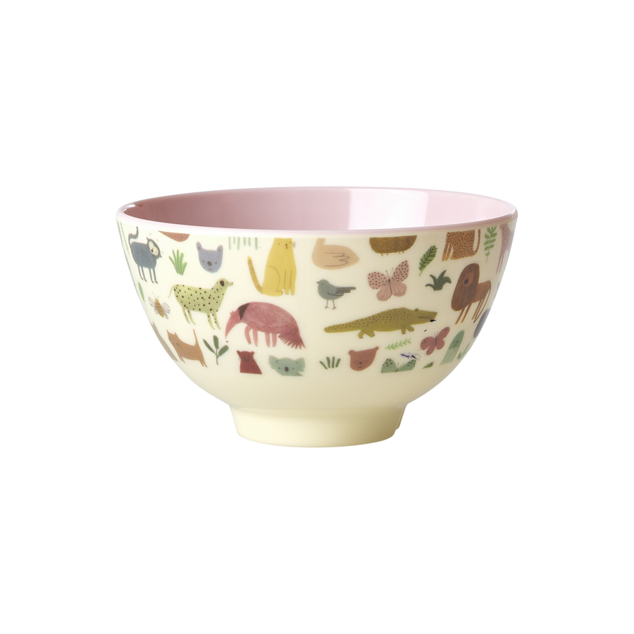 Small Melamine Bowl - Soft Pink - Sweet Jungle Print