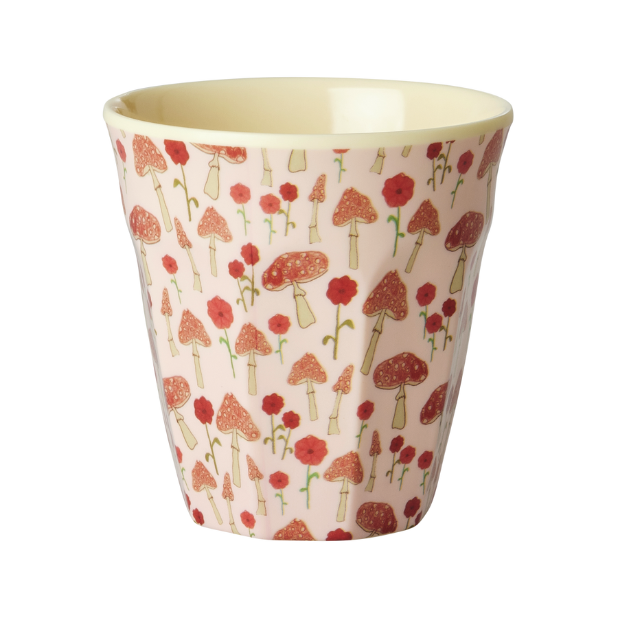 Red Mushroom Print Medium Melamine Cup