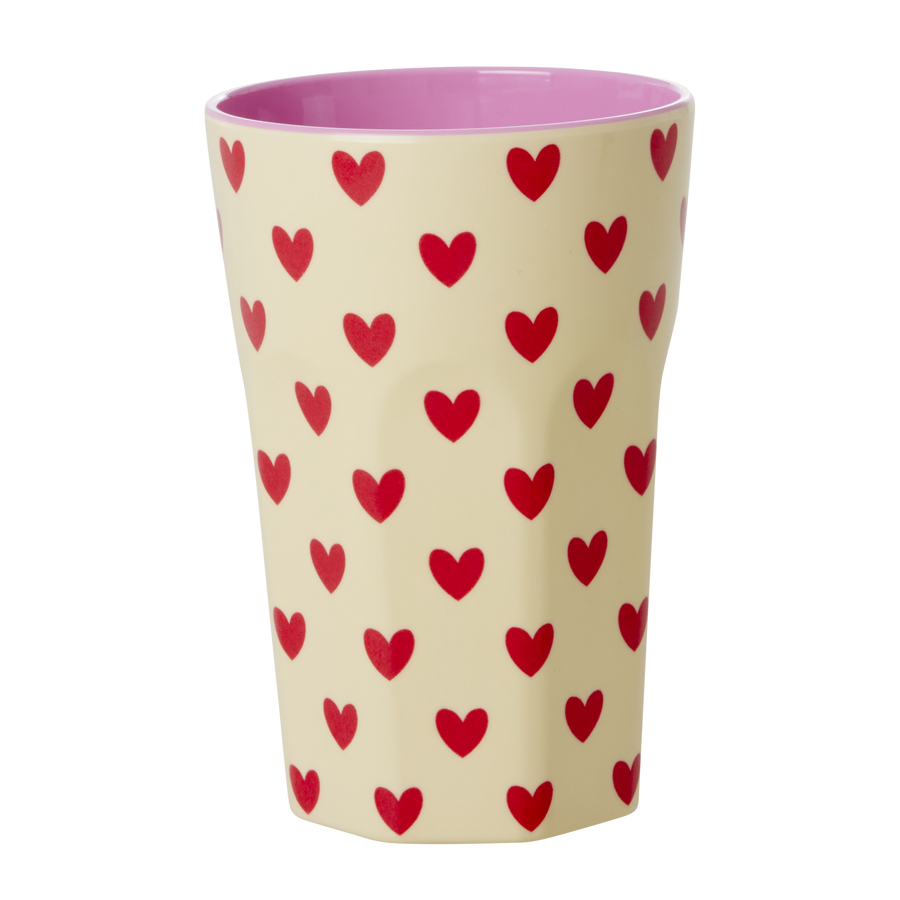 Tall Melamine Cup - Darling Hearts Print