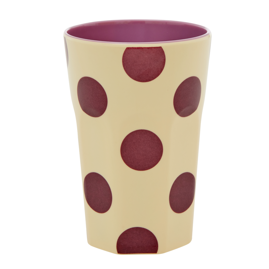 Melamine Cups in Maroon Dots Print - Tall