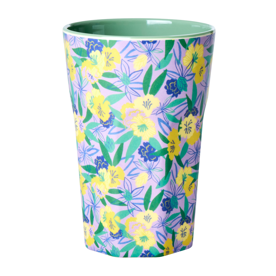Melamine Cup in Fancy Pansy Print - Tall