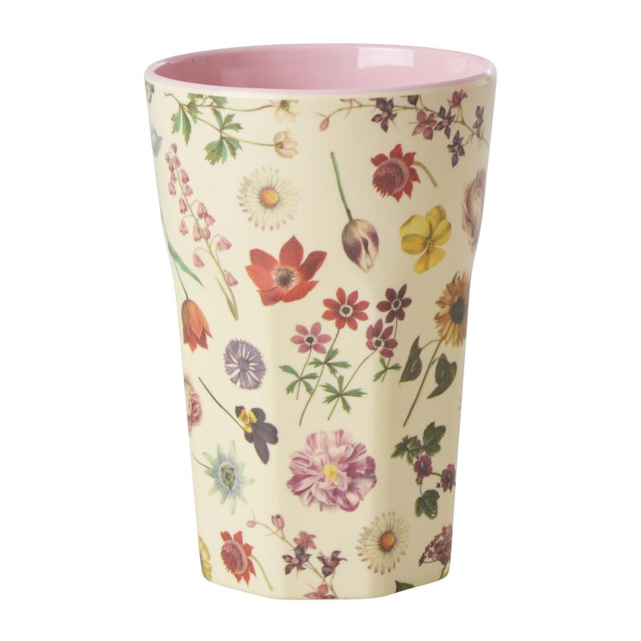 Tall Melamine Cup - cream - Floras Dream Print