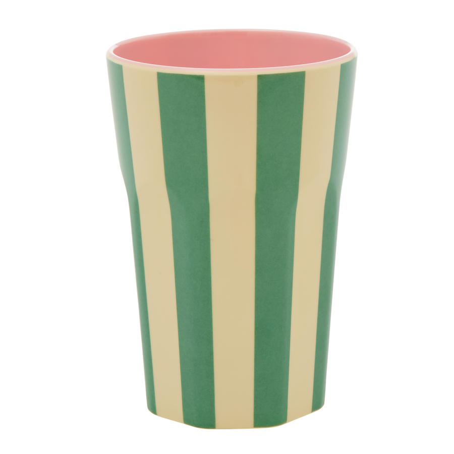 Melamine Cup with Green Stripe Print - Tall