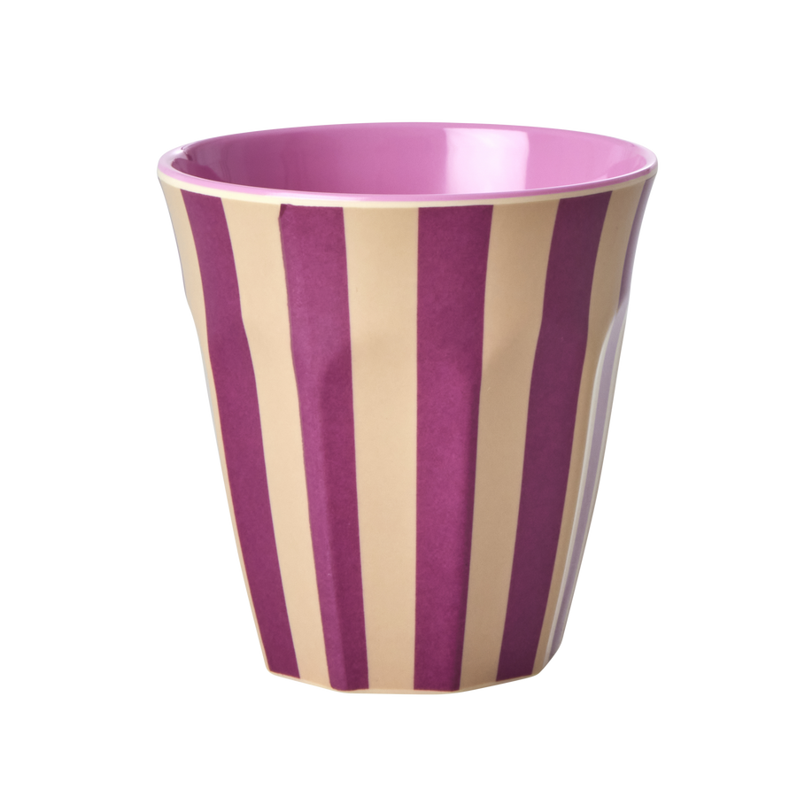 Melamine Cup - Medium - Plum Stripes