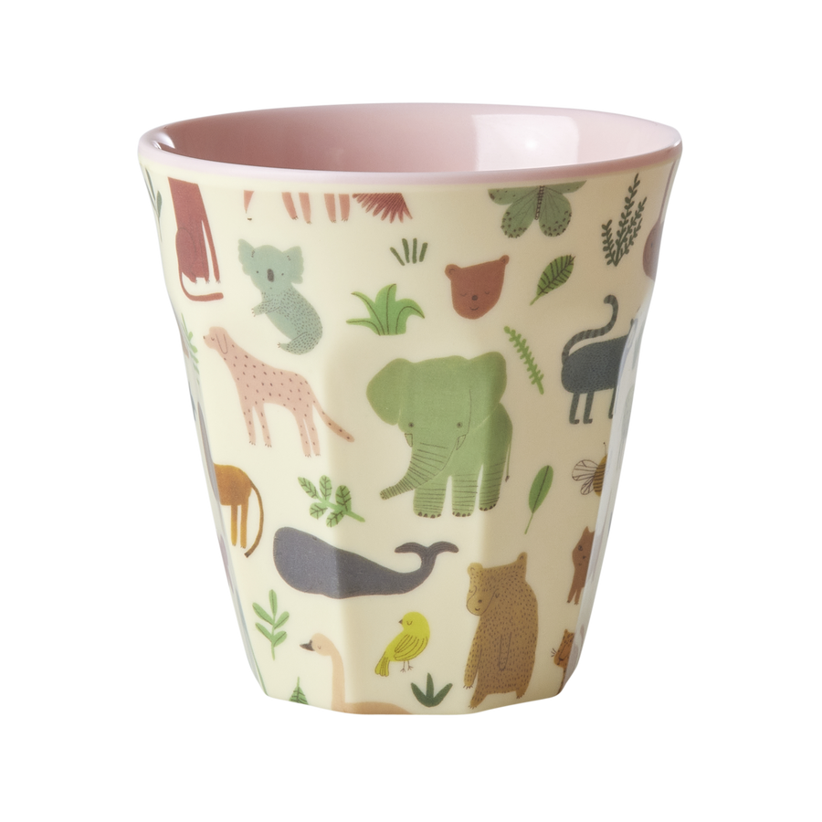Medium Melamine Cup - Soft Pink - Sweet Jungle Print
