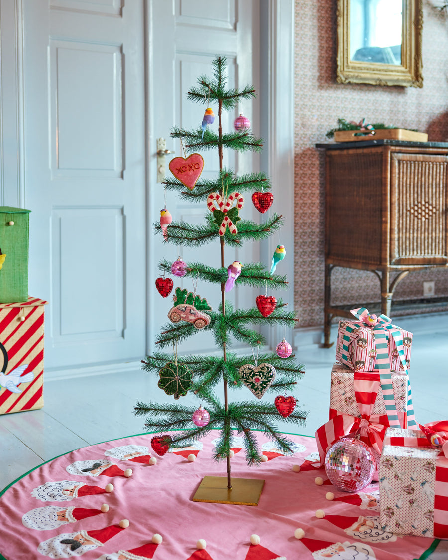 Velvet Heart Christmas Decoration - Green