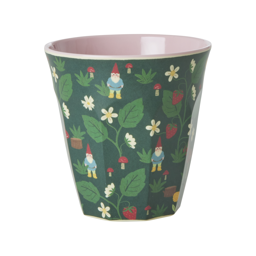 Medium Melamine Cup - Green - Forest Gnome Print