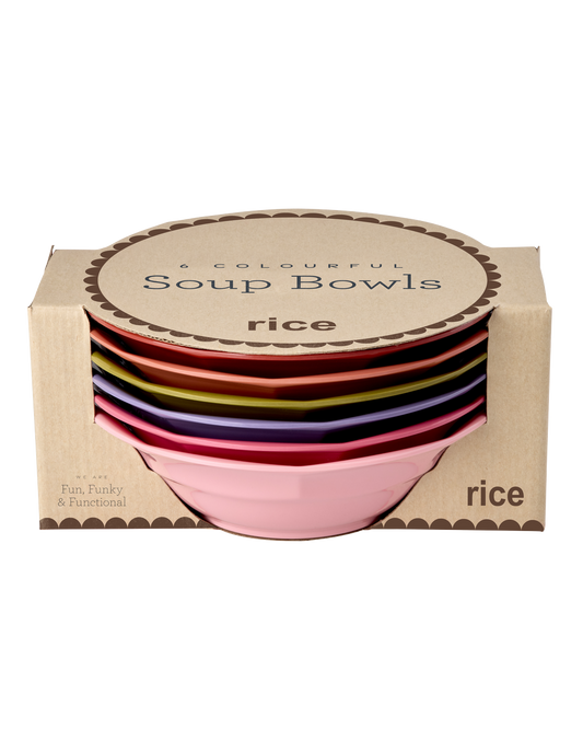 Set of 6 Melamine Soup Bowl - Assorted colours