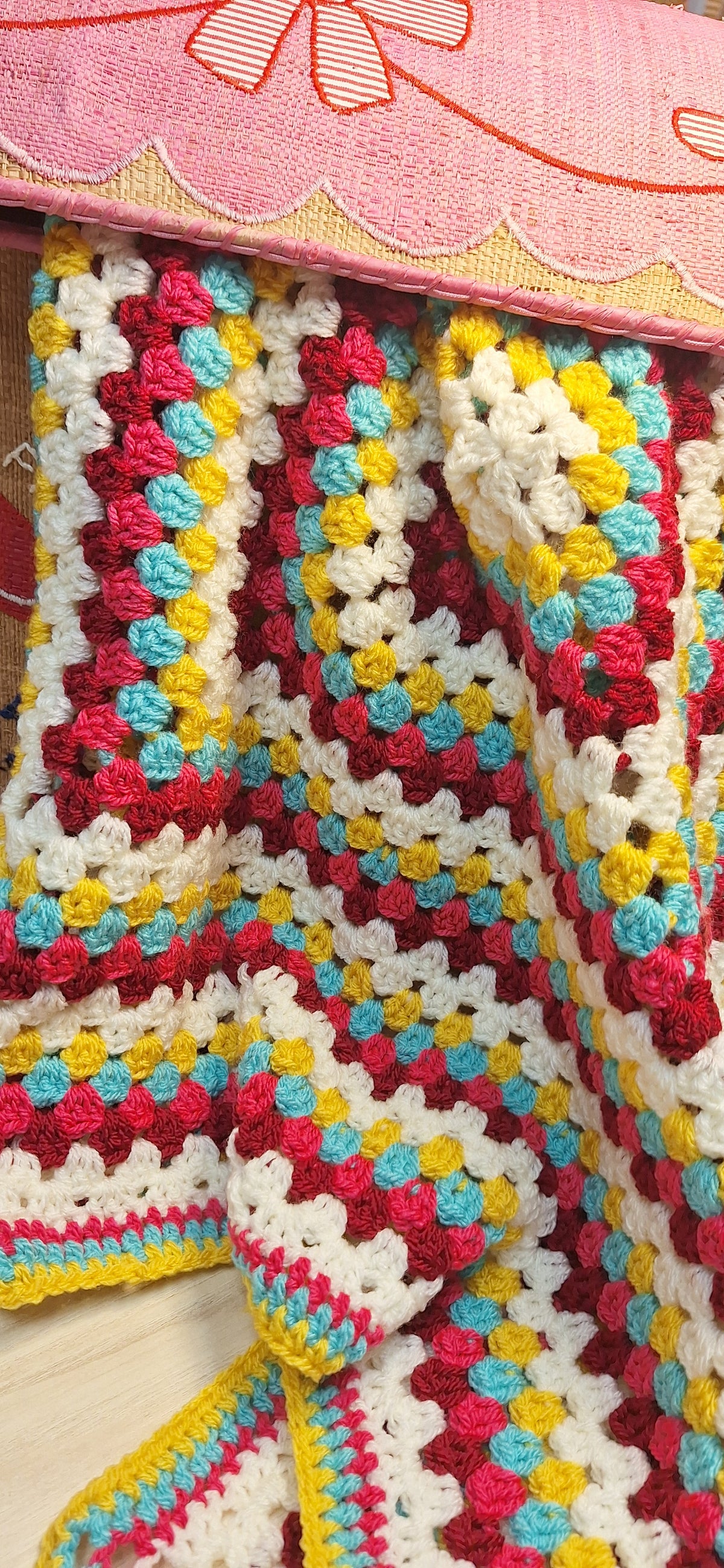 Strawberry Sunshine Granny Square Baby Blanket