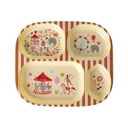 Melamine 4 Room Plate - Pink Fun Fair Print