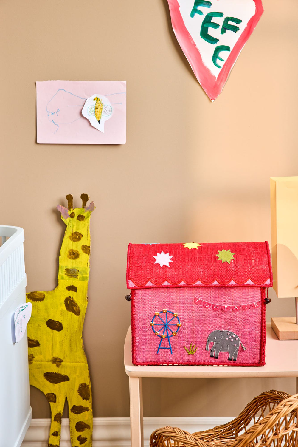 Raffia Toy Baskets - Pink Funfair Theme