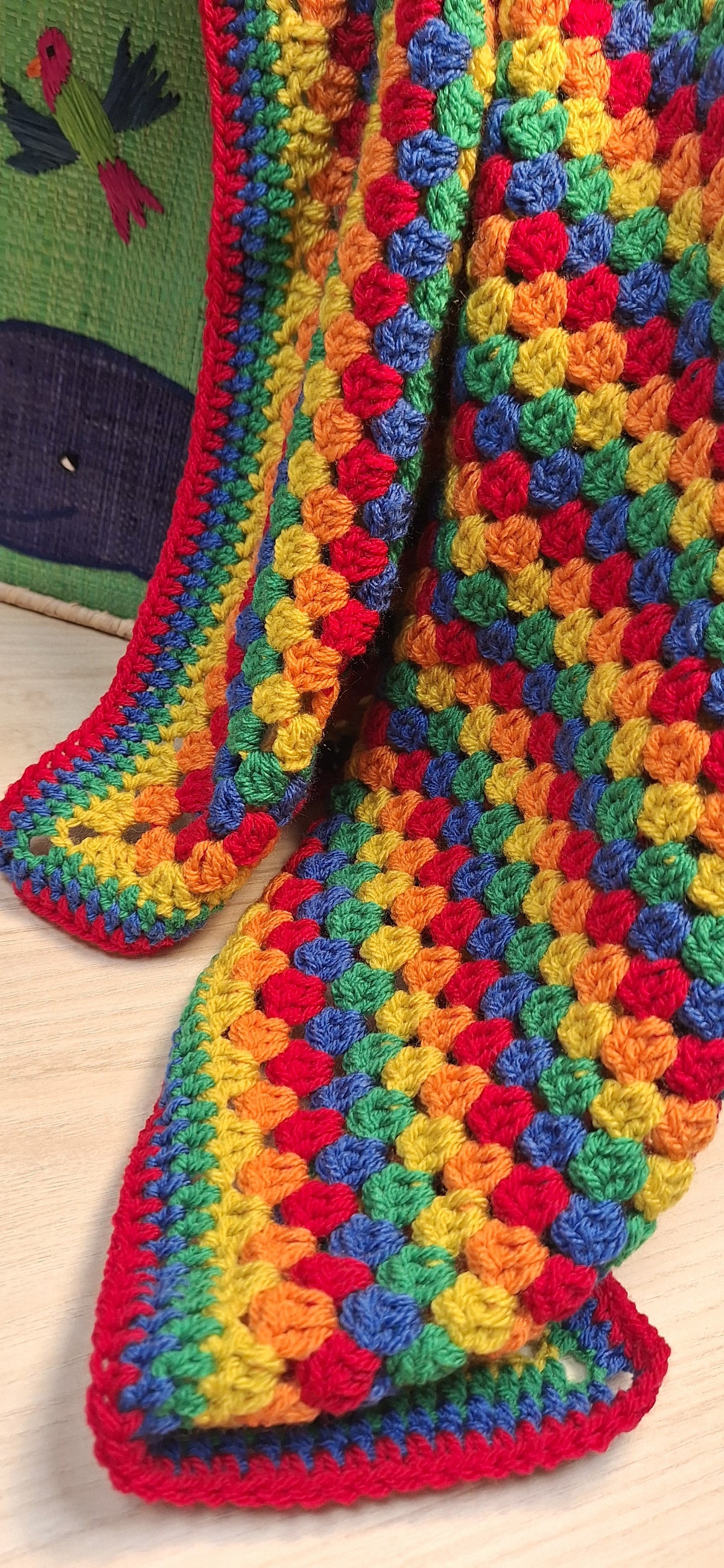 Retro Rainbow Granny Square Baby Blanket