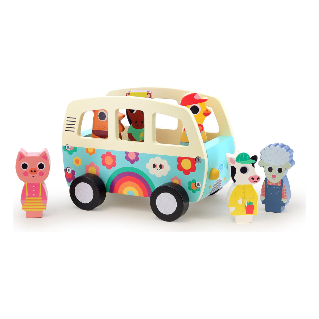 Vilac Wooden Animal Sound Van with 6 Farm Animals  - Ingela P. Arrhenius