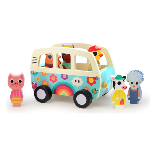 Vilac Wooden Animal Sound Van with 6 Farm Animals  - Ingela P. Arrhenius