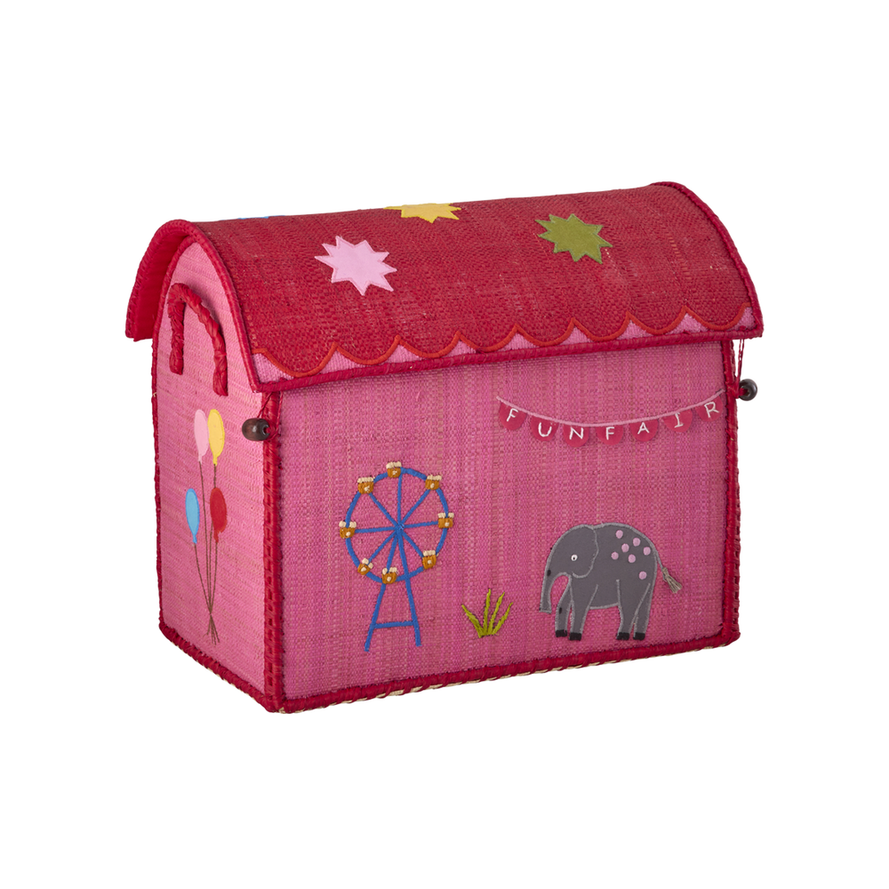 Raffia Toy Baskets - Pink Funfair Theme