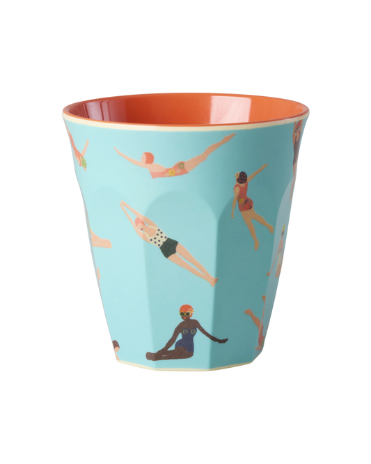 Medium Cup - Blue - Retro Swimster Print