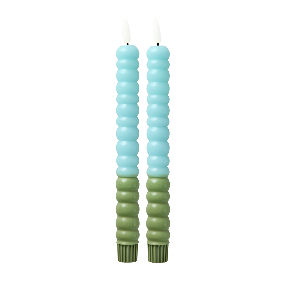 Bubble LED Candle in Green & Mint - 2 pack
