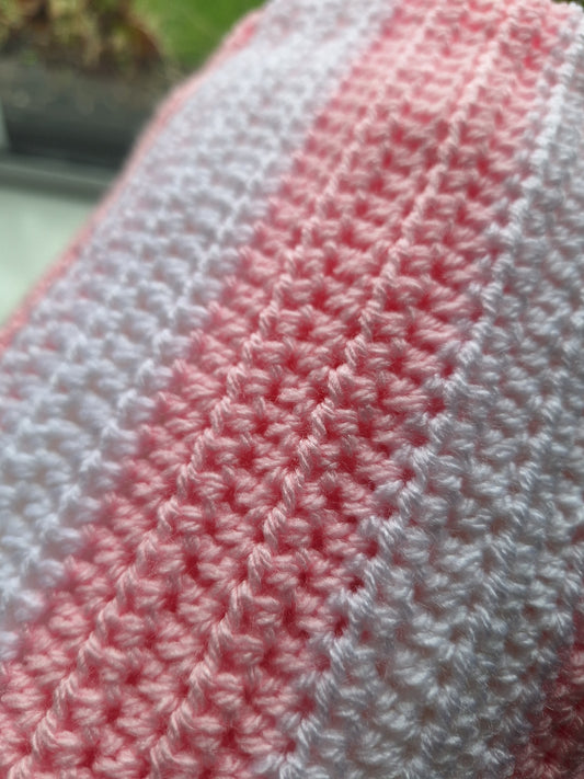 Pink & White Stripe Baby Blanket