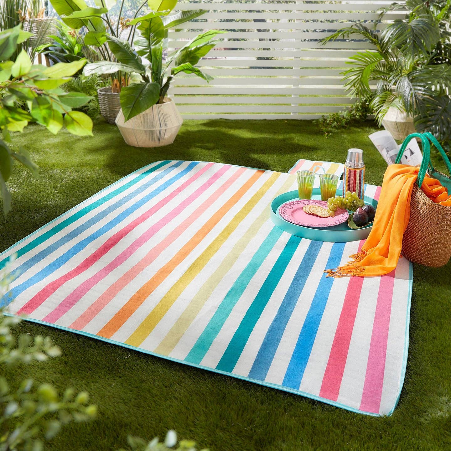 Rainbow Stripe Picnic Blanket