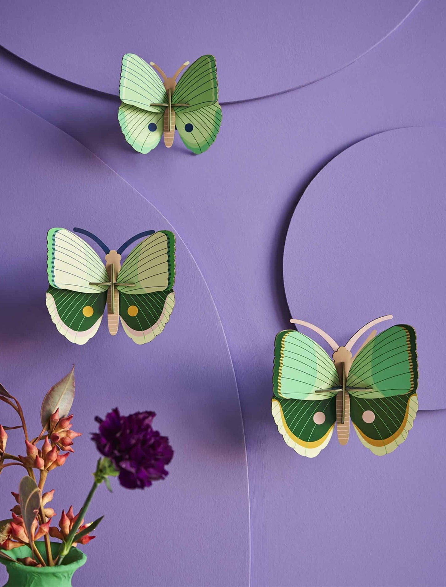 Fern Striped Butterflies, Set of 3