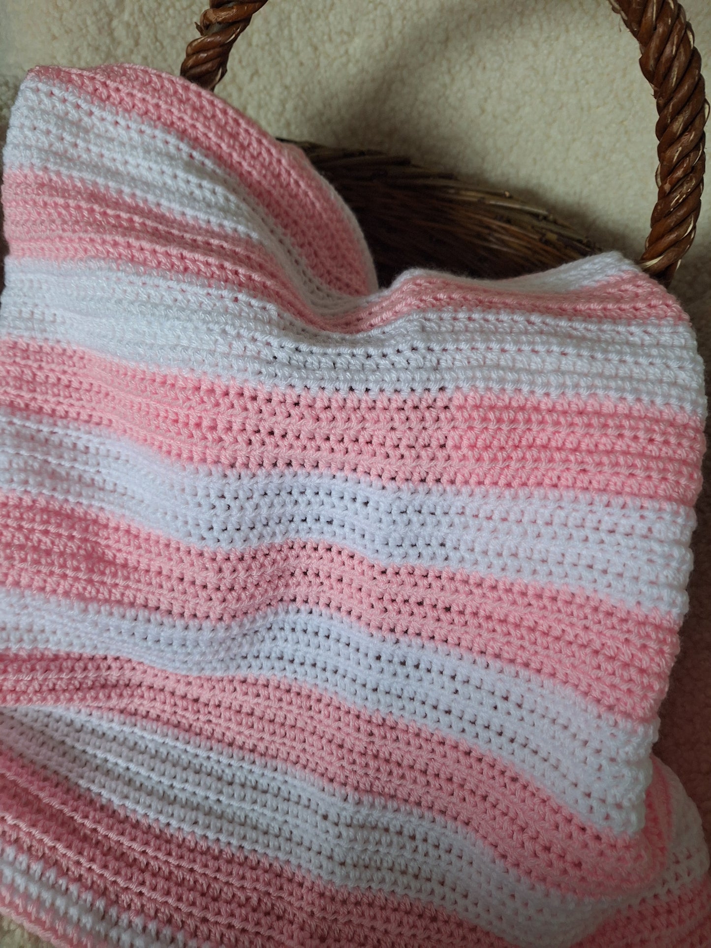 Pink & White Stripe Baby Blanket