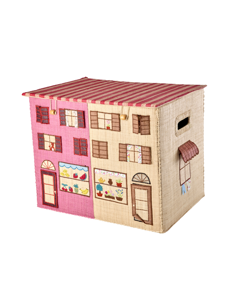 Large Foldable Raffia Storage Box - Paris Theme