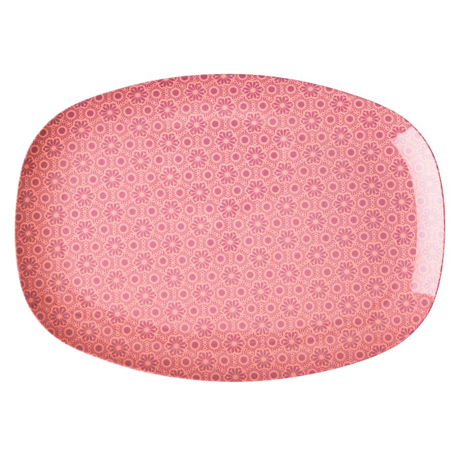 Melamine Rectangular Plate with Pink Marrakech Print