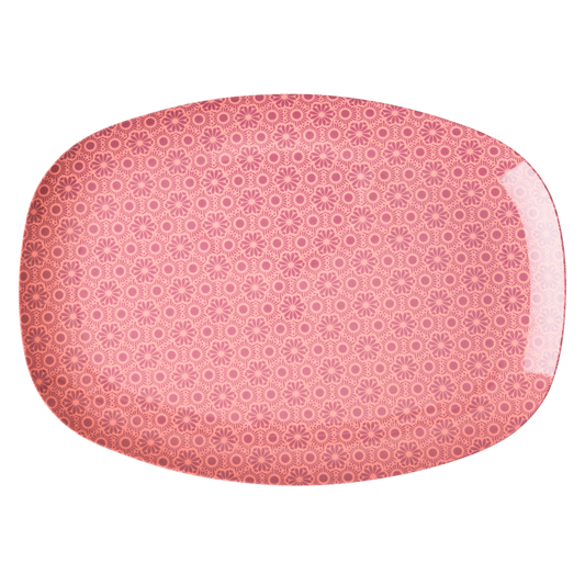 Melamine Rectangular Plate with Pink Marrakech Print