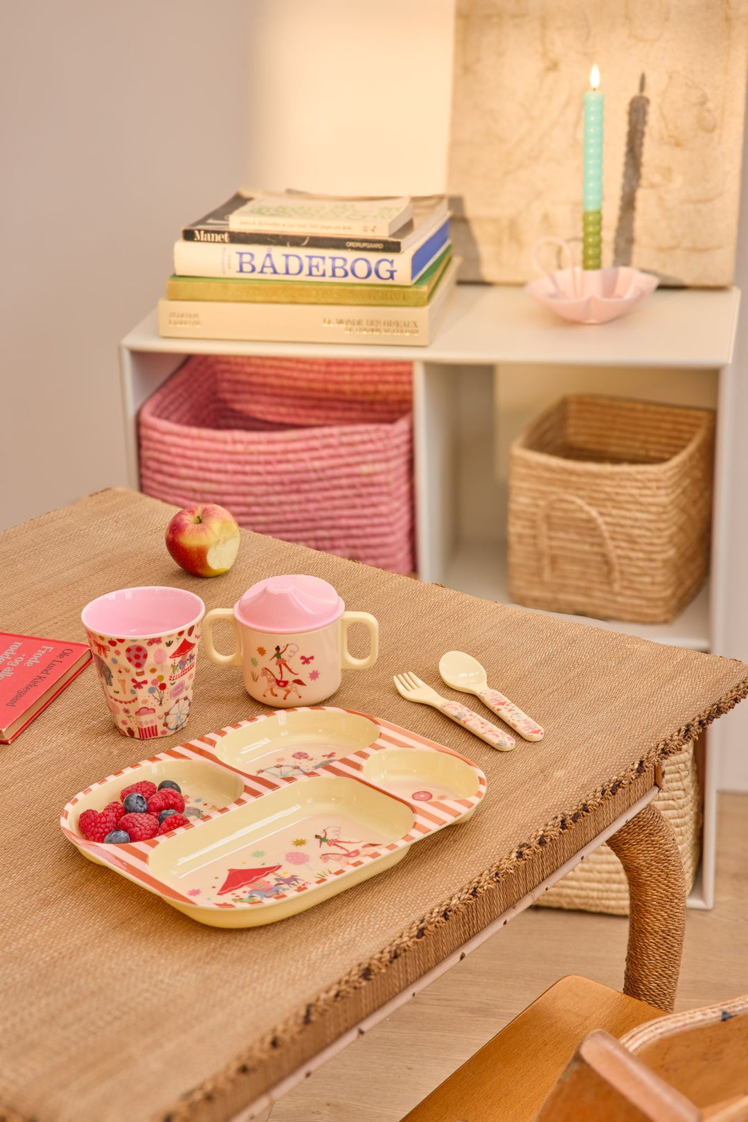 Melamine Baby Dinner Set - Pink Fun Fair Print