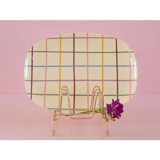 Melamine Rectangular Plate with Check Print