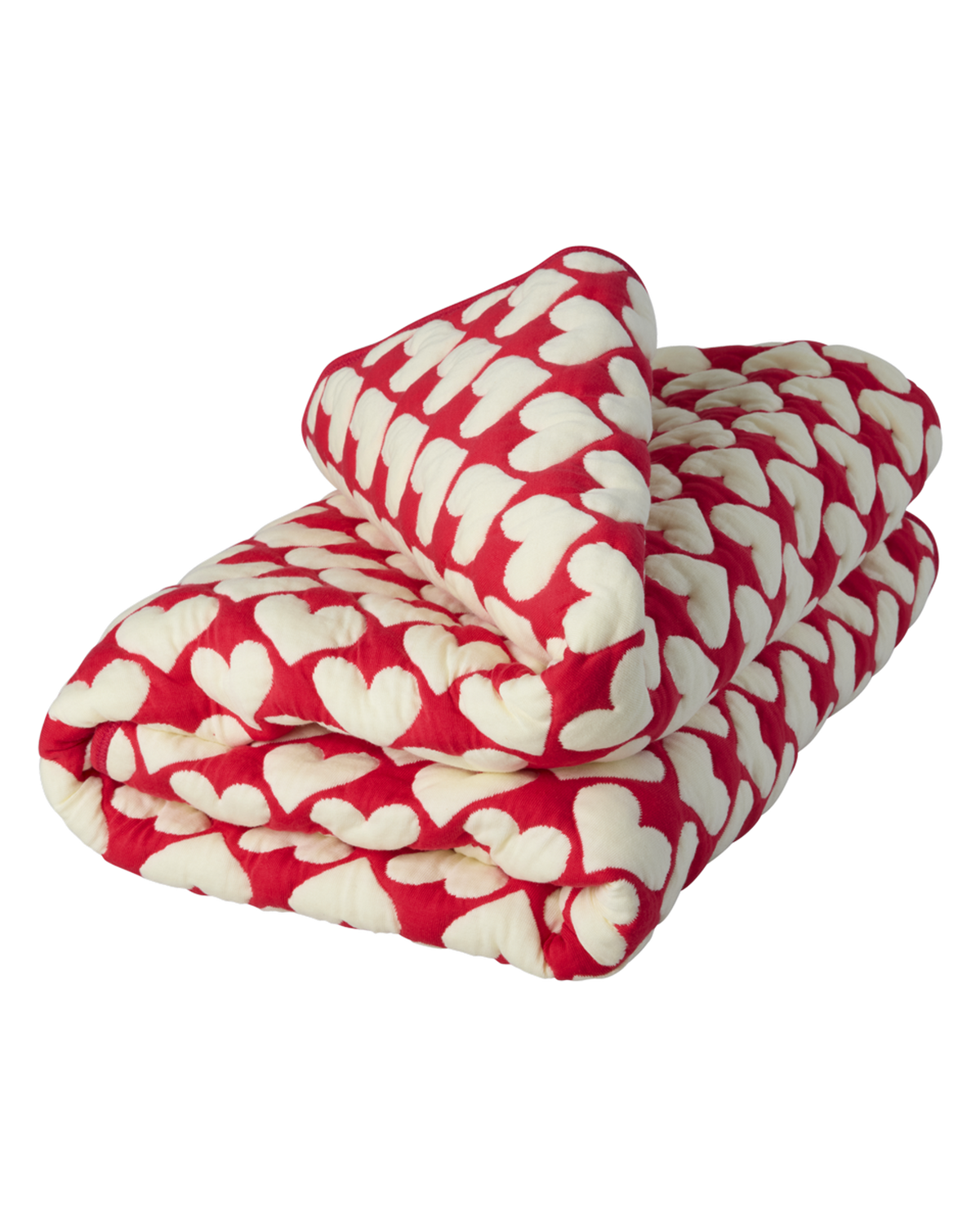 Quilt in Heart Pattern - Cream and Red