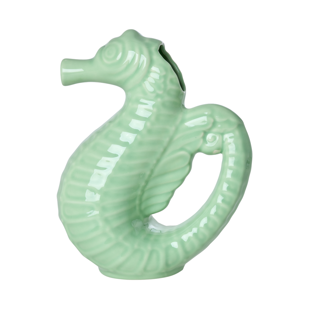 Ceramic Jug in Seahorse Shape - Apple Green