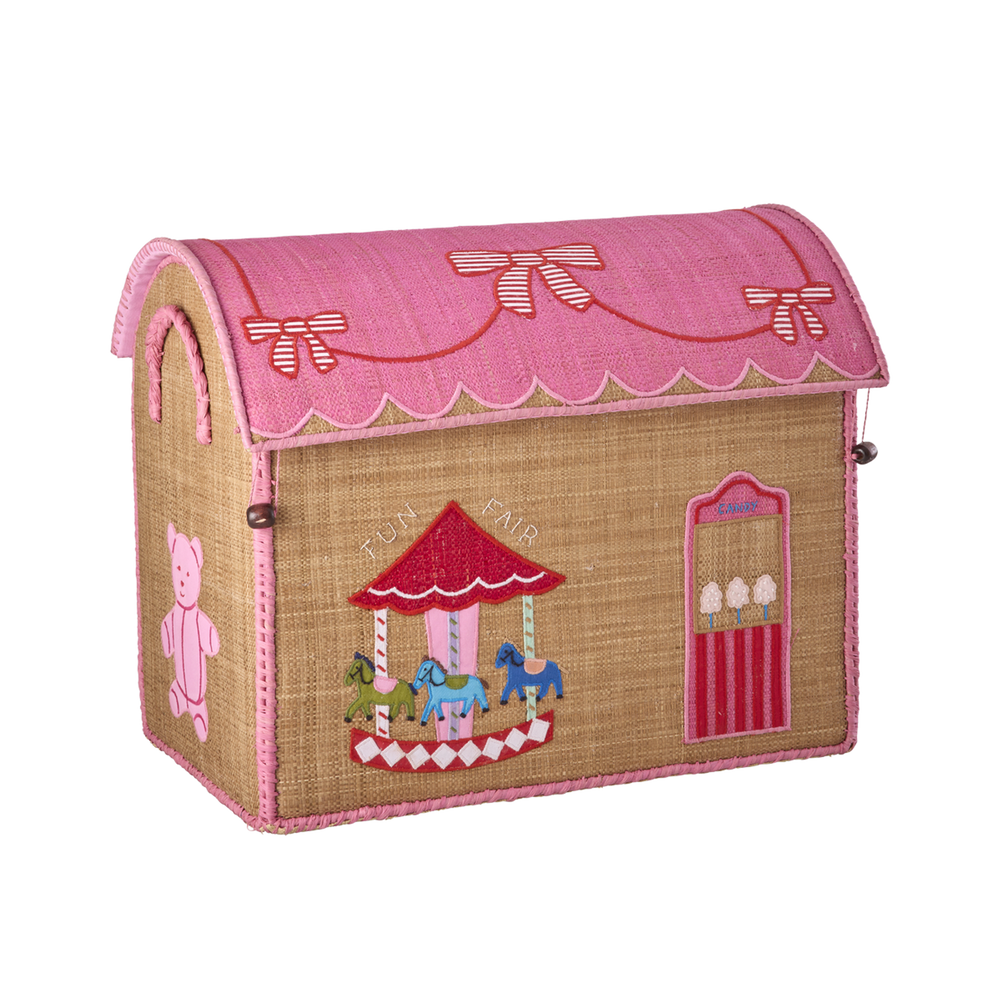 Raffia Toy Baskets - Pink Funfair Theme