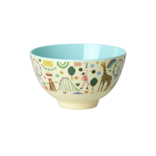 Small Melamine Bowl - Mint Fun Fair Print