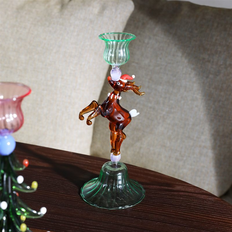 Candle Holder Merry Reindeer