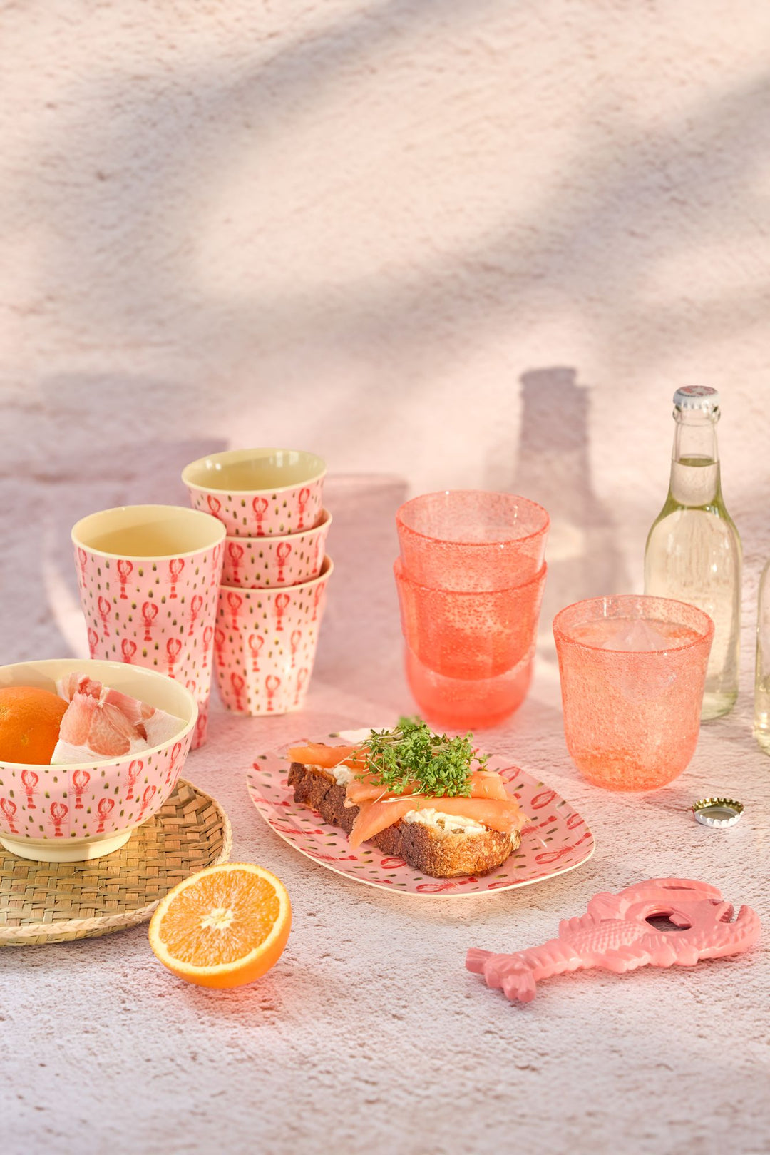 Tall Melamine Cup - Pink Lobster Print