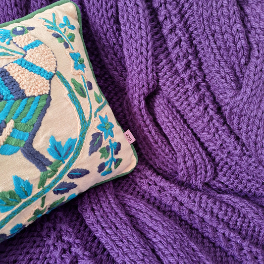 Chunky Cable Knit Blanket - Large - Plum