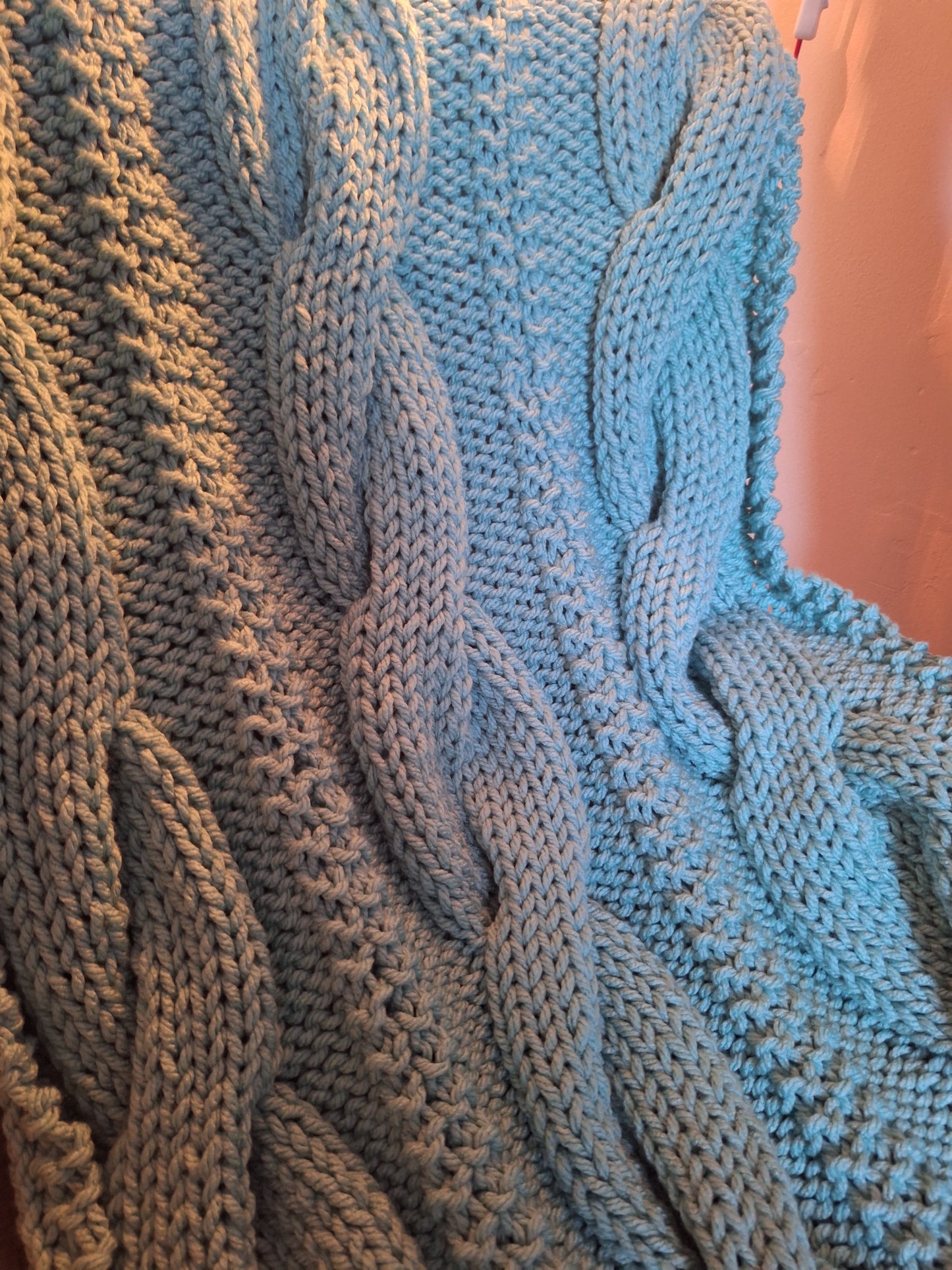 Super Chunky Cable Knit Blanket - Small - Spearmint