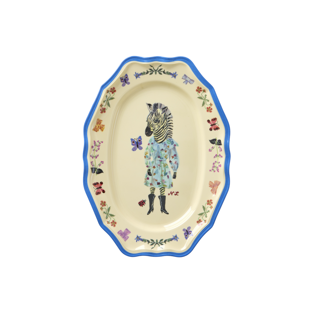 Small Melamine Vintage Style Serving Platter - Nathalie Lete Print