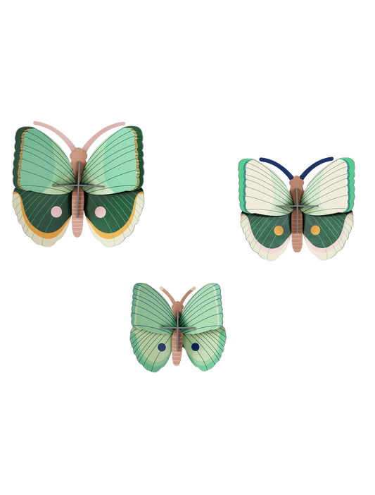 Fern Striped Butterflies, Set of 3
